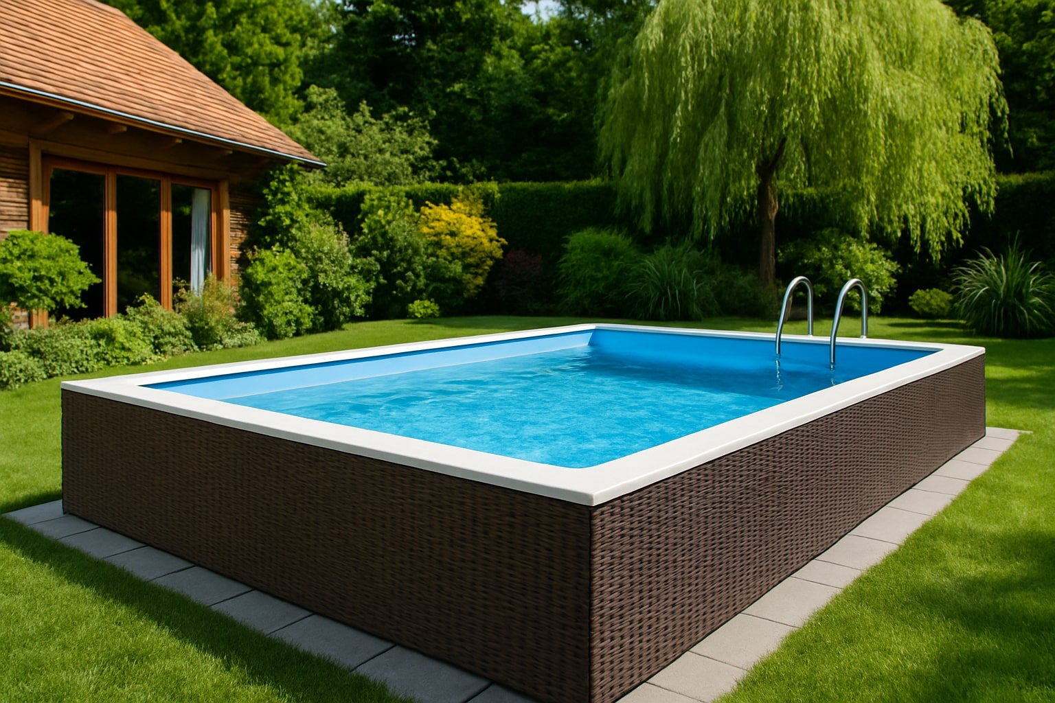 Rattan-Poolverkleidung