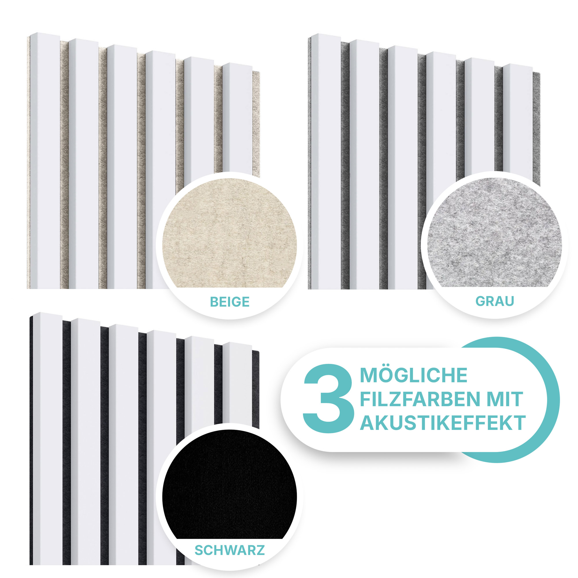 Akustikpaneel in Weiß Matt