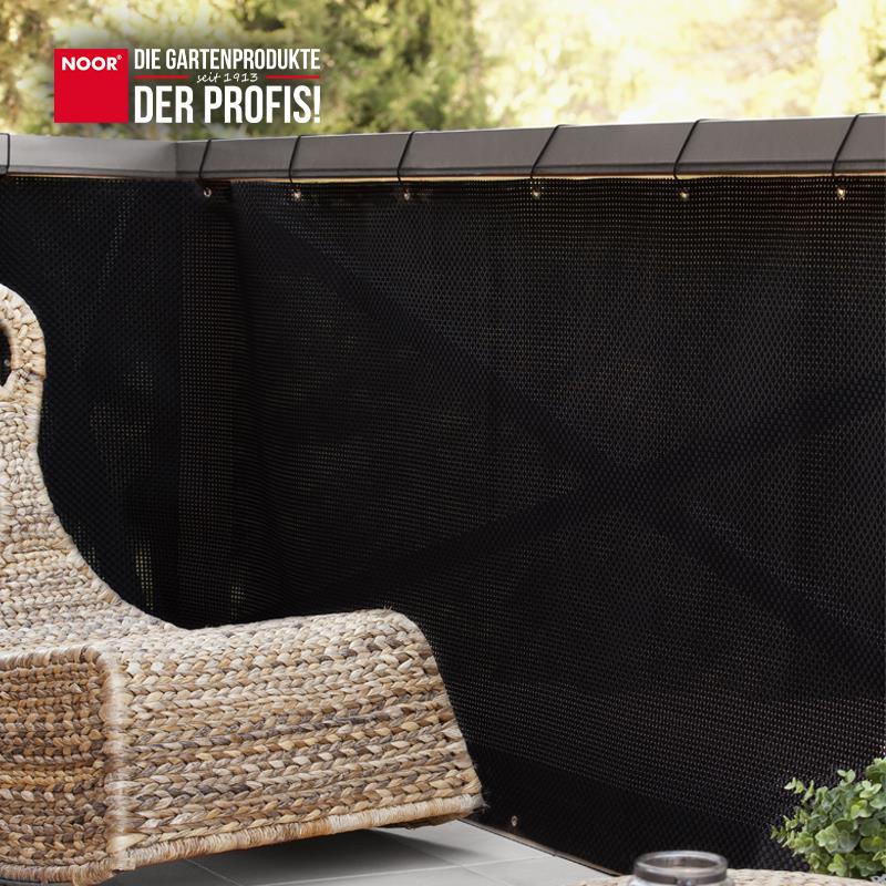 Balkonblende Exklusiv Rattan 0,90 x 3 m / schwarz