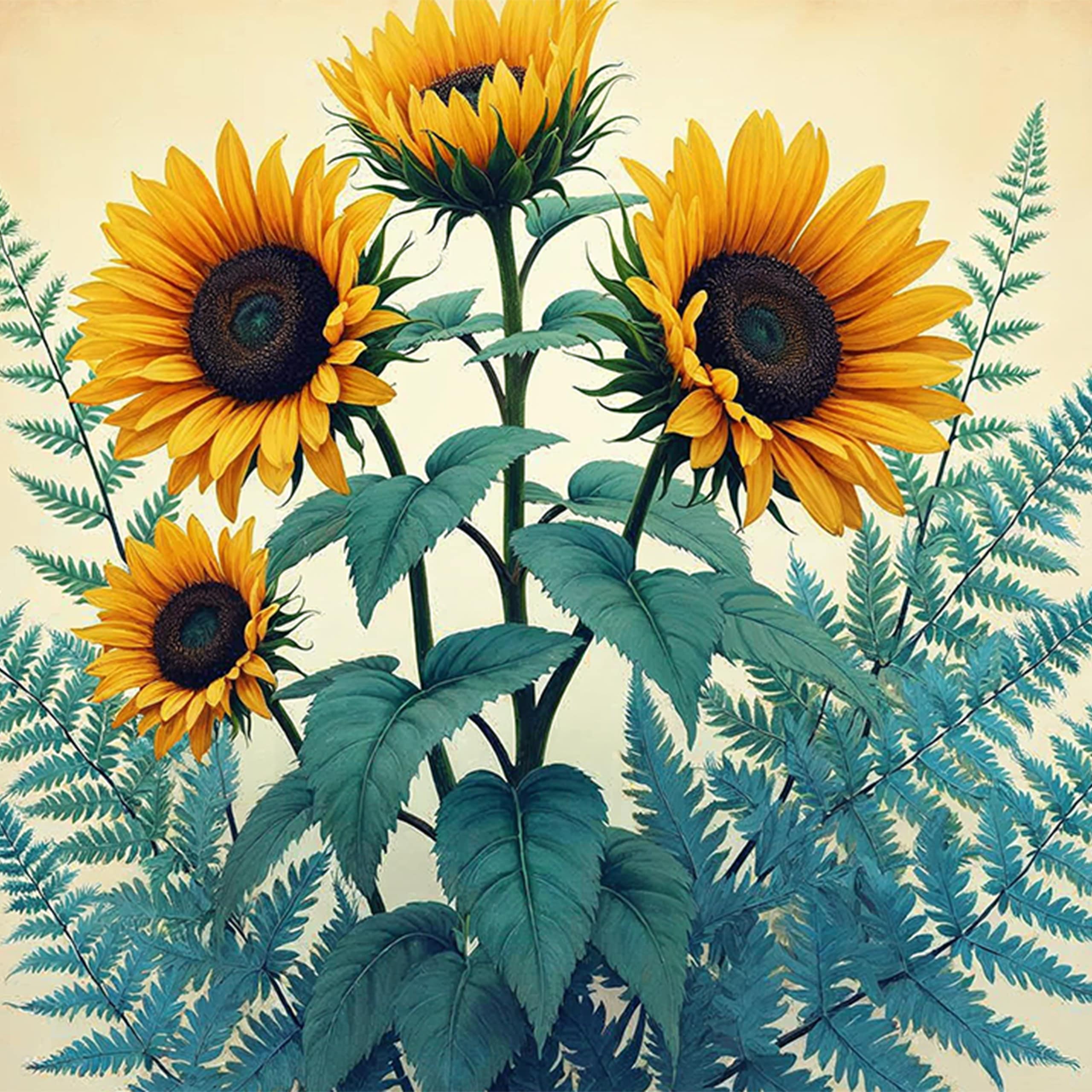 Wandbild Vintage Sonnenblumen-motiv