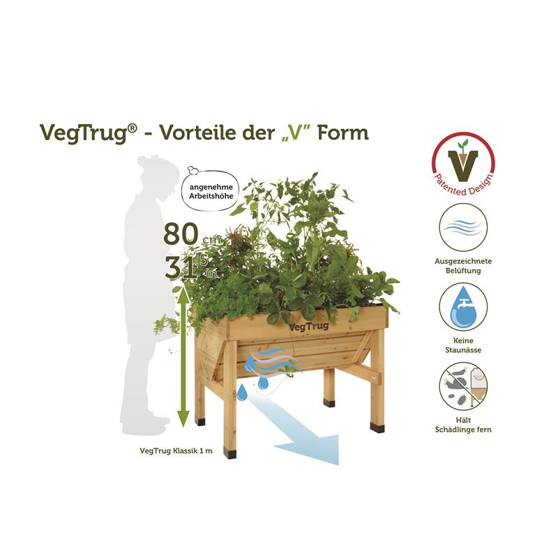 VegTrug® Hochbeet Klassik 1m, 103x76x80 cm 210lFarbe: Natur