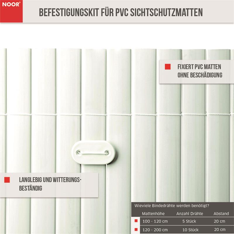 Befestigungskit für PVC Sichtschutzmatten 26 StückFarbe: weiß
