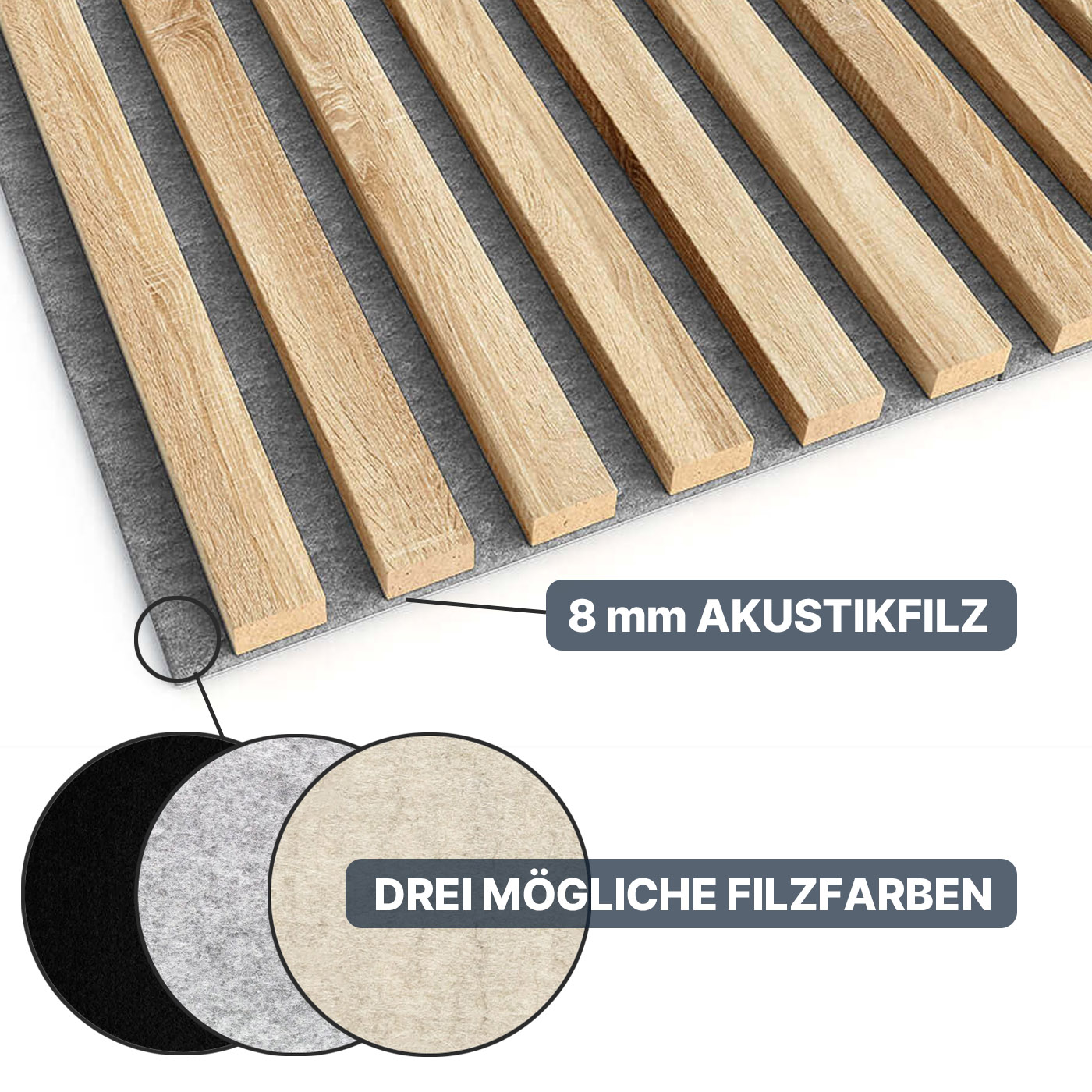 Akustikpaneel in Eiche Sonoma 275 cm x 30 cm