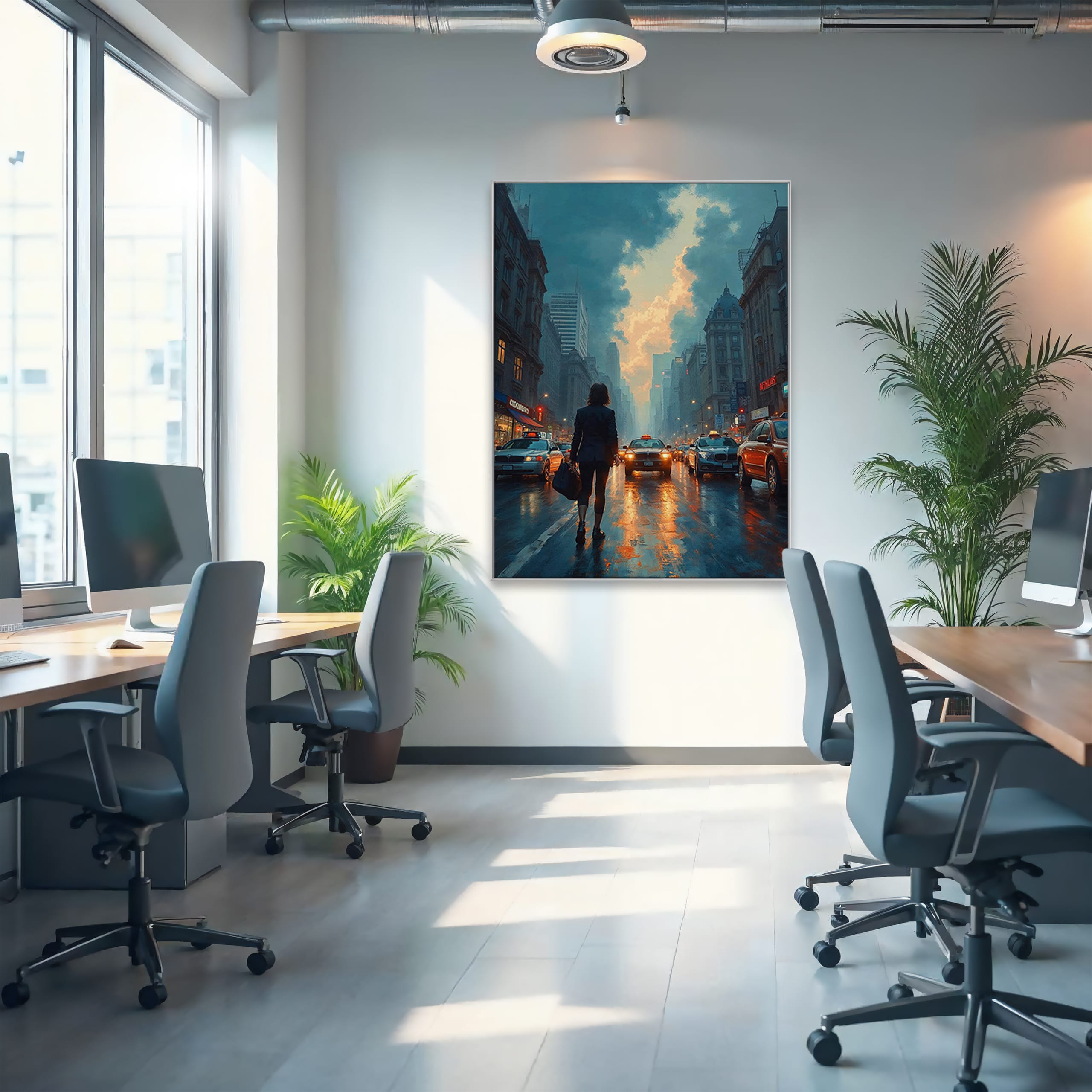 Wandbild Bewolkte Grostadt