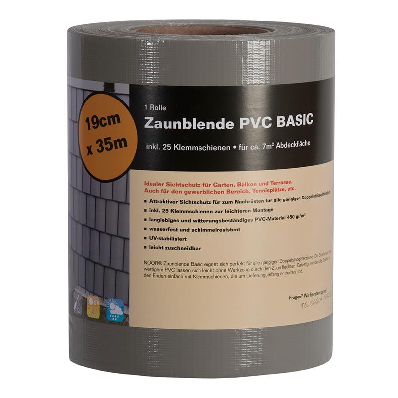 Sichtschutzstreifen PVC Zaunblende 0,19x35 m BasicFarbe: steingrau (RAL 7030)