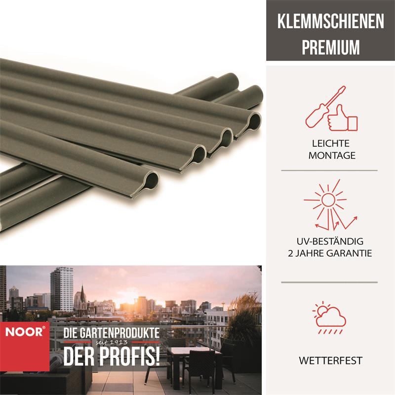 15 Premium Klemmschienen für SichtschutzstreifenFarbe: grün ~RAL6005
