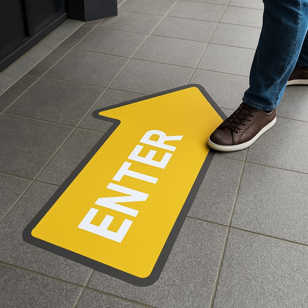 Bodenaufkleber als Wegweiser