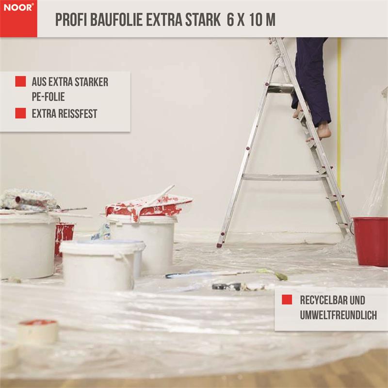 Profi Baufolie extra stark Abdeckfolie LDPEQualität: Typ 40 / ca. Größe: 6,00 x 10,00 m schwarz