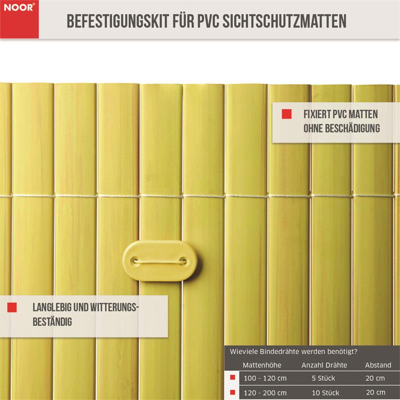 Befestigungskit für PVC Sichtschutzmatten 26 StückFarbe: bambus