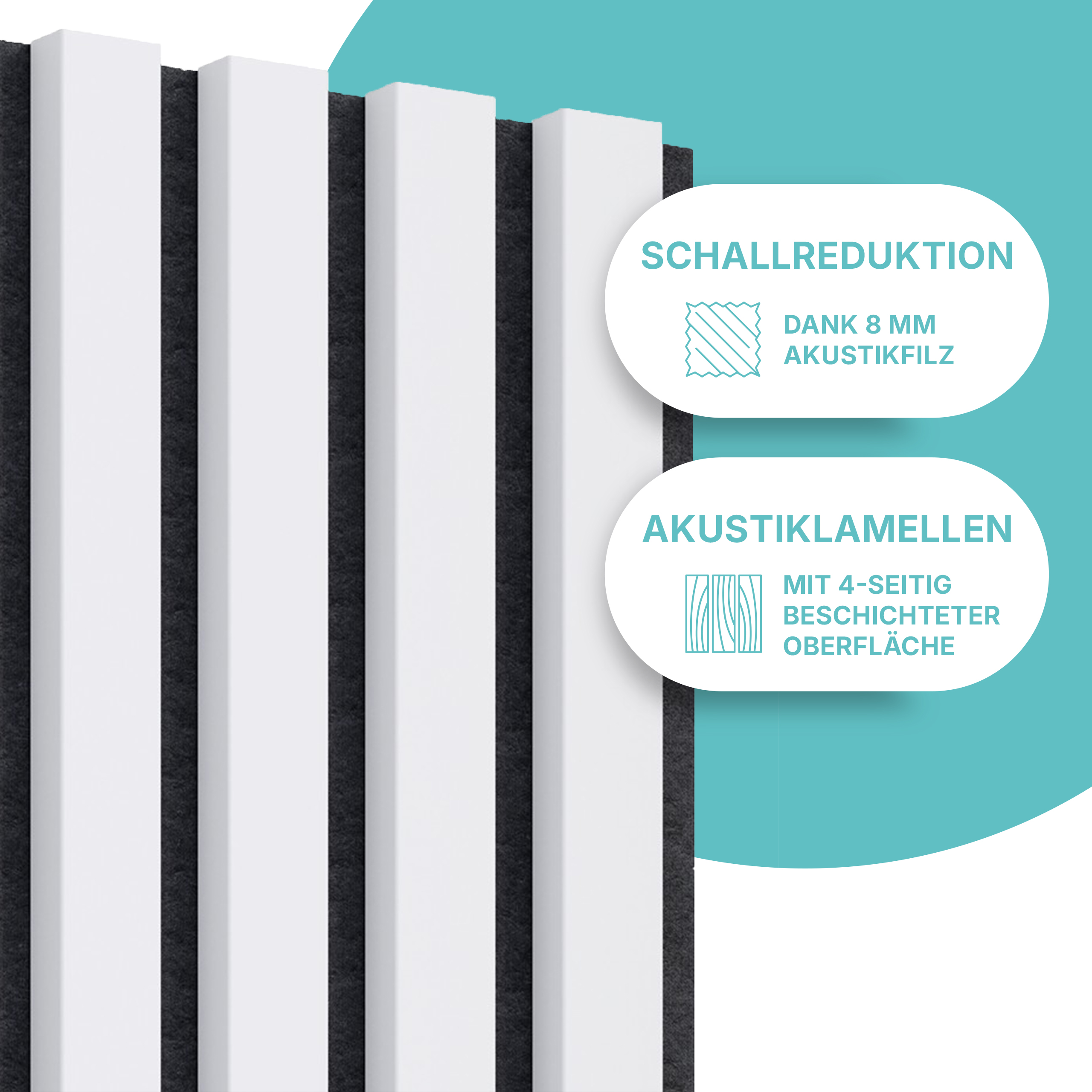 Akustikpaneel in Weiß Matt