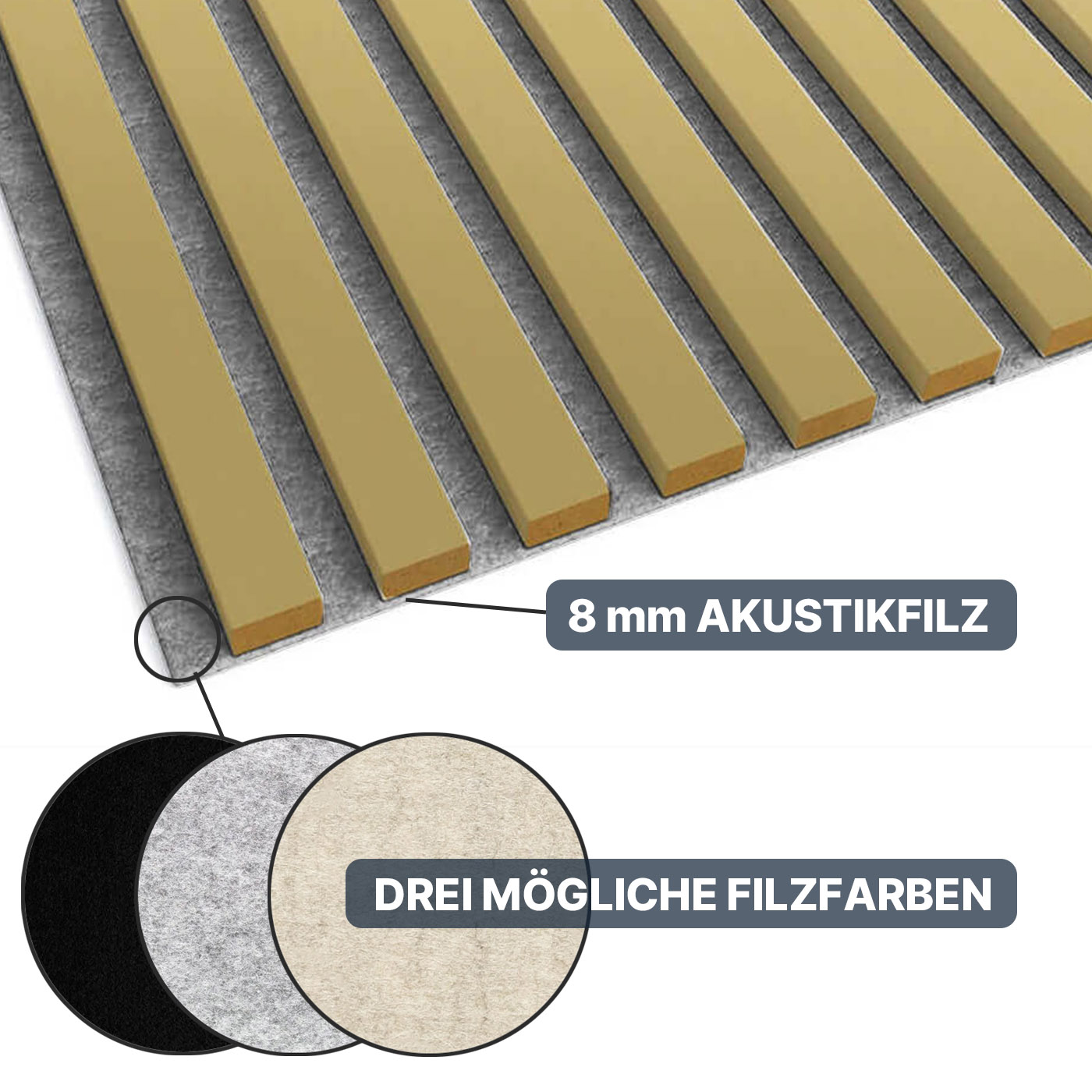 Akustikpaneel in Goldglanz 275 cm x 30 cm