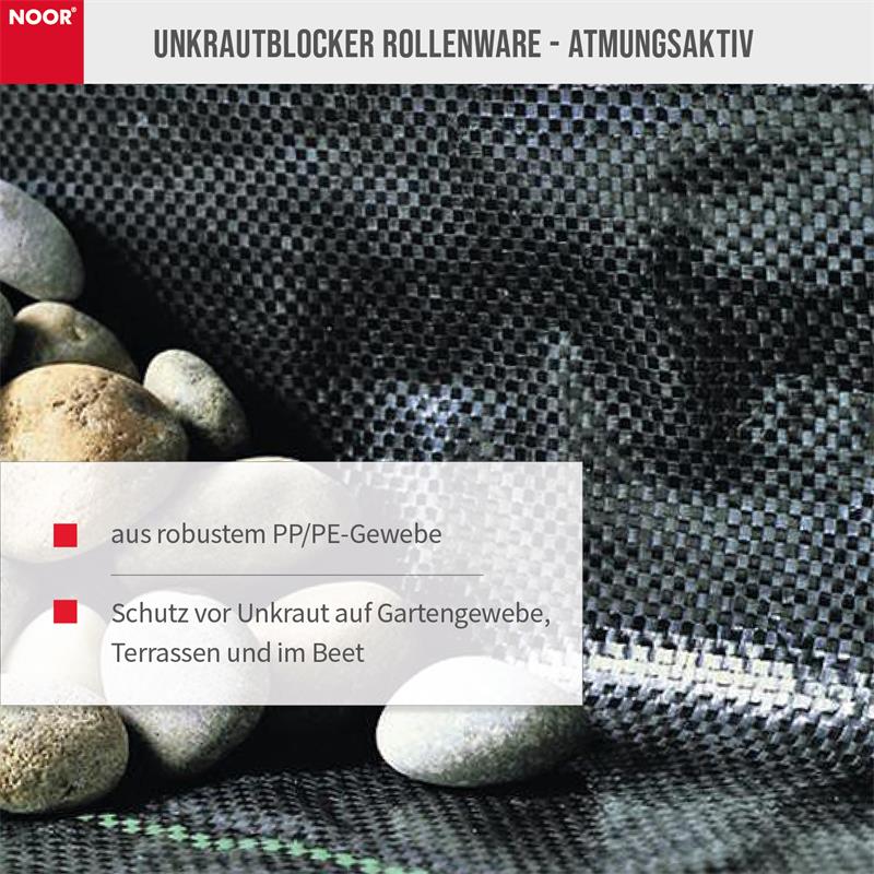 Unkrautblocker Profirolle Schwarz 100% PPQualität: 105 gr/m² / ca. Größe: 0,5x25 m