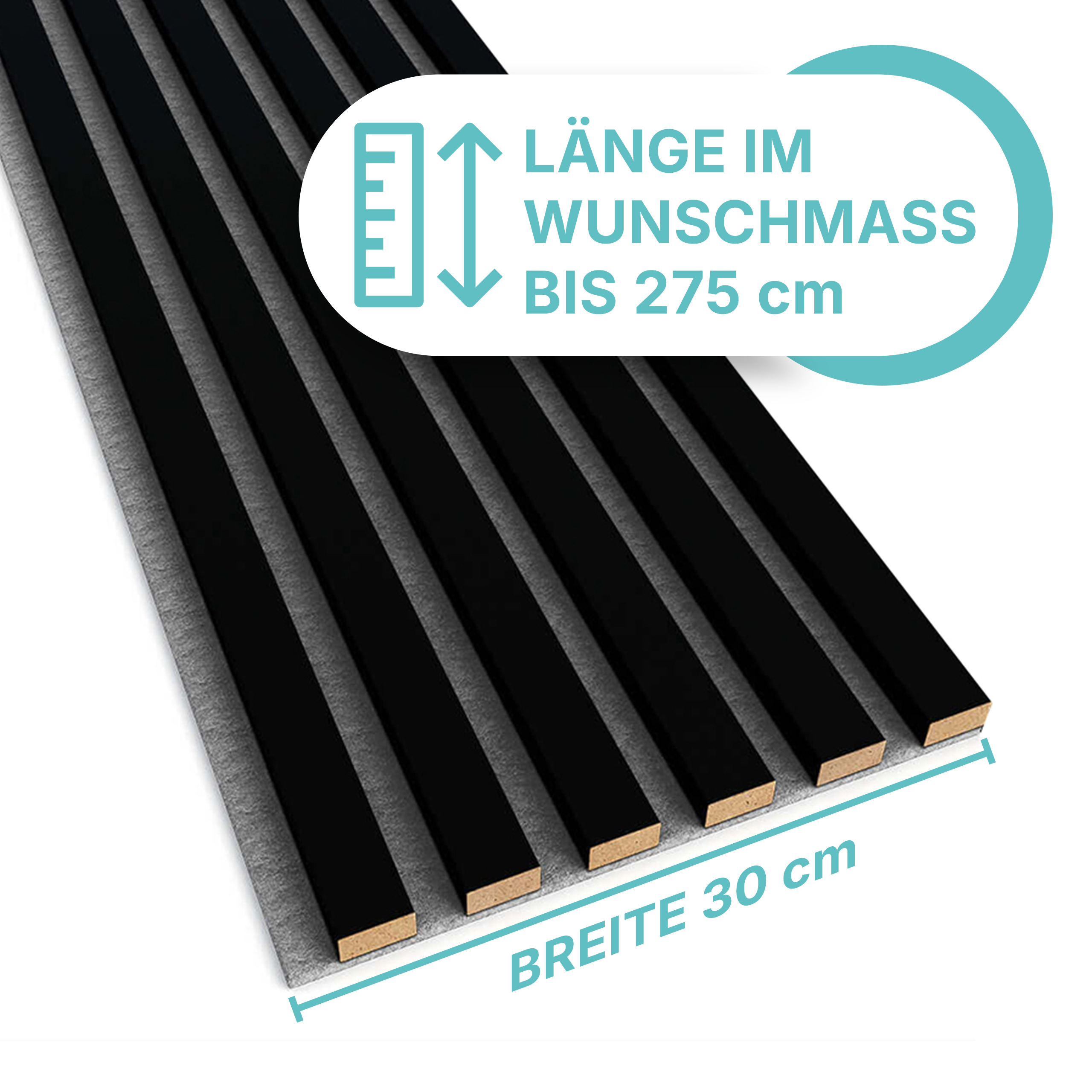 Akustikpaneel in Schwarz Matt