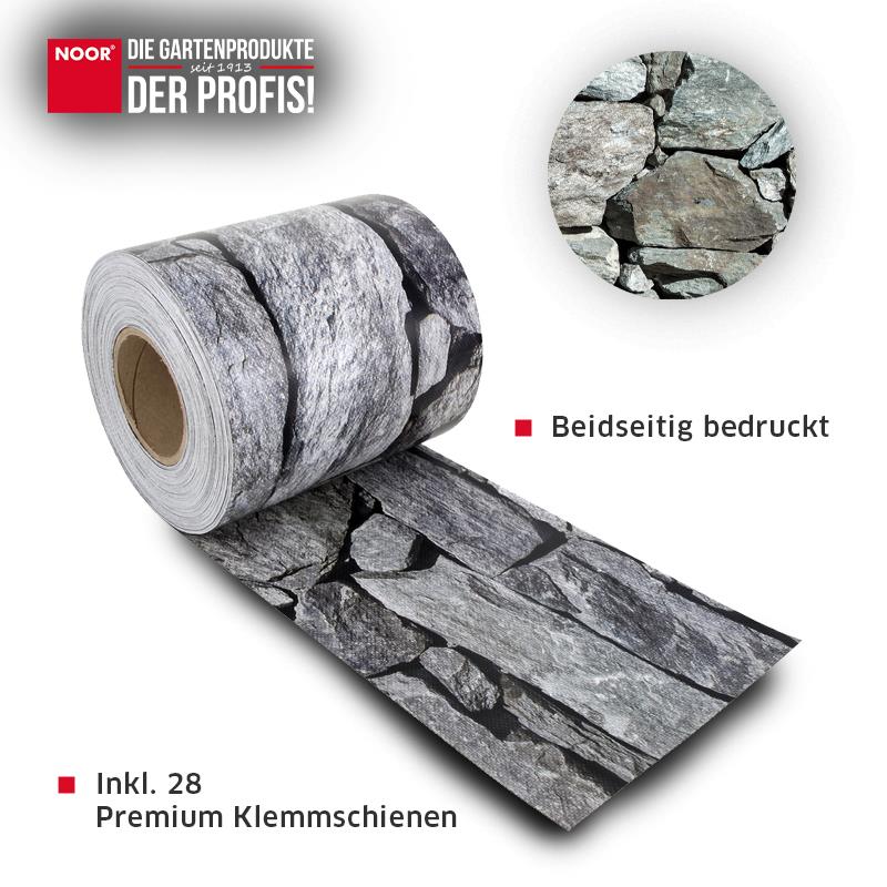 Sichtschutzstreifen Granit 19cm x 35m 630g/m