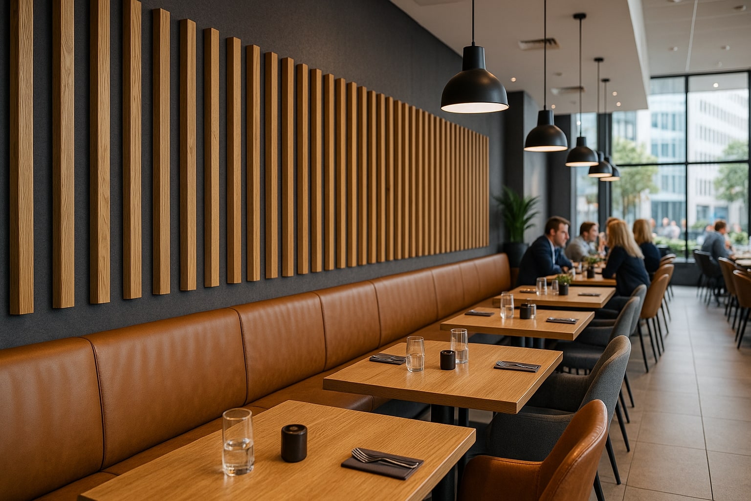 Akustikpaneele in einem Restaurant Akustikpaneele in einem Restaurant