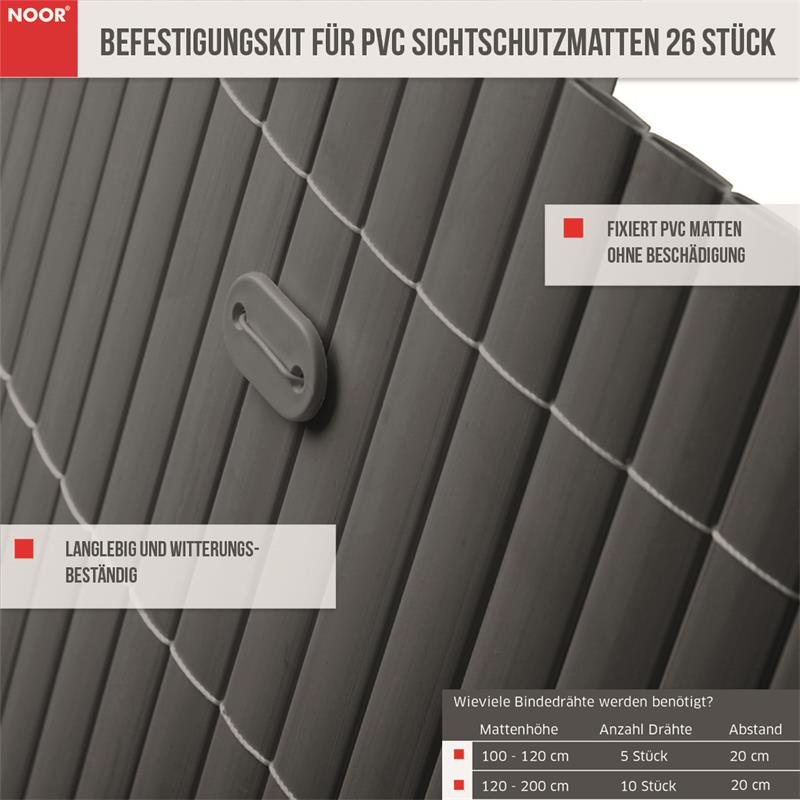 Befestigungskit für PVC Sichtschutzmatten 26 StückFarbe: anthrazit