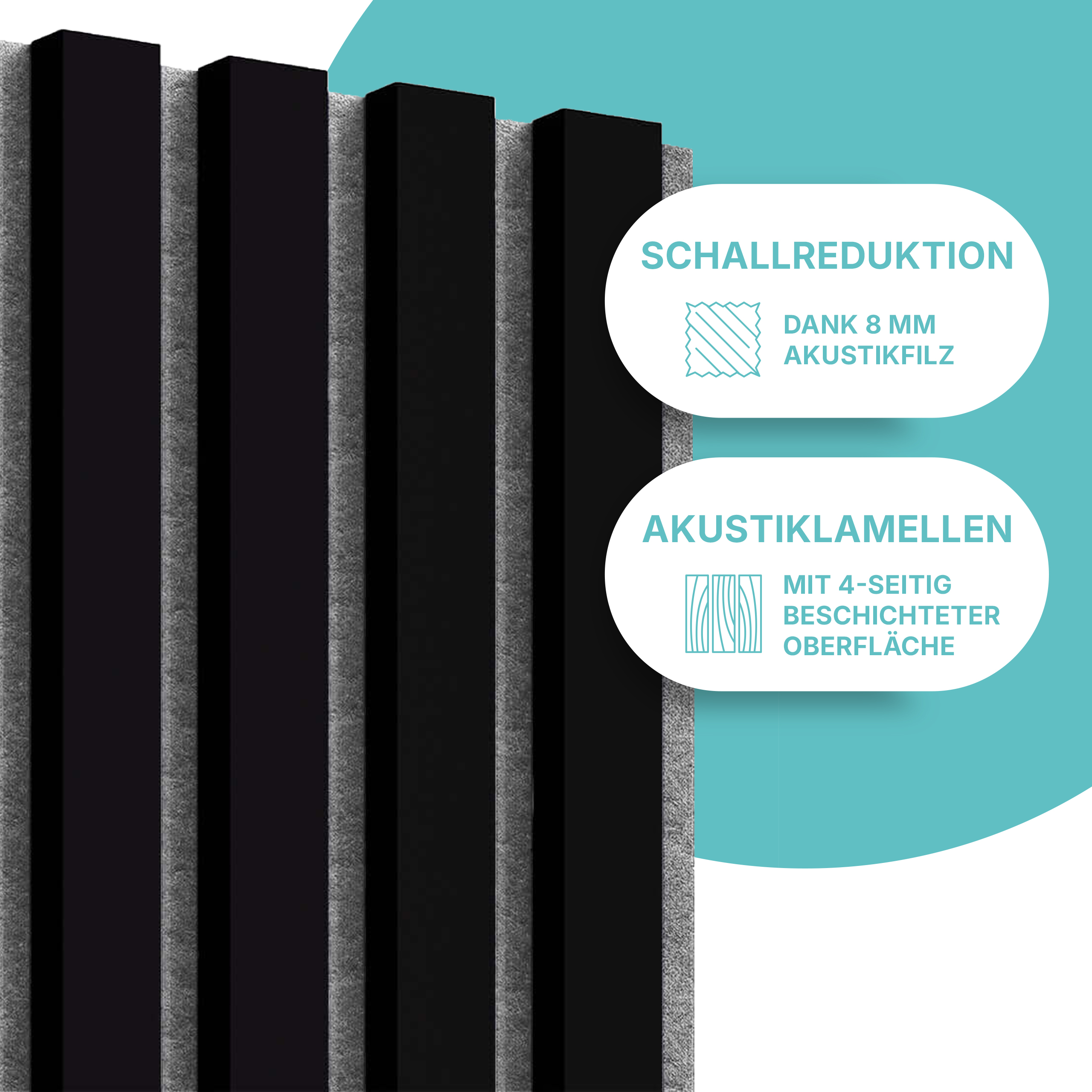 Akustikpaneel in Schwarz Matt