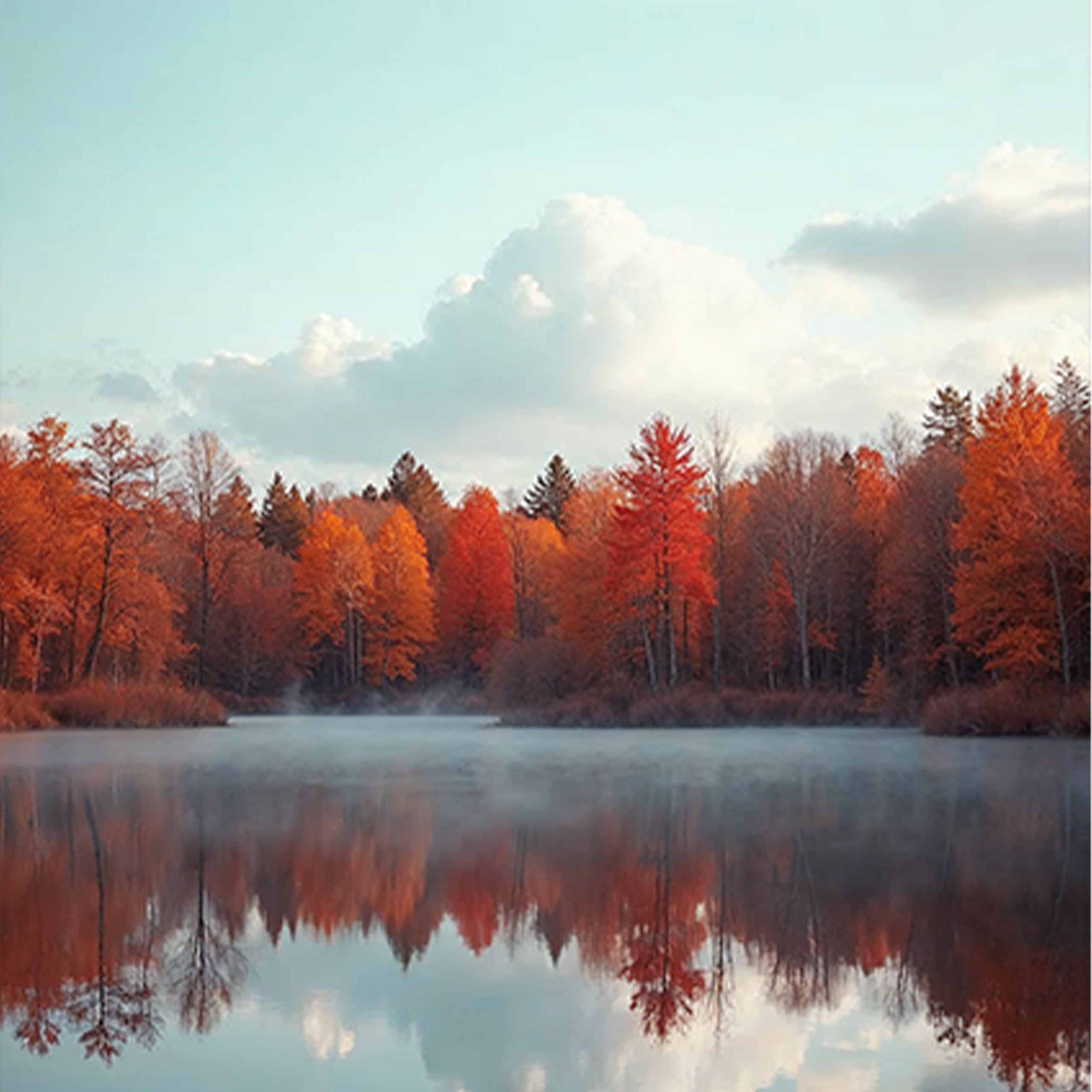 Wandbild Herbst am See-motiv