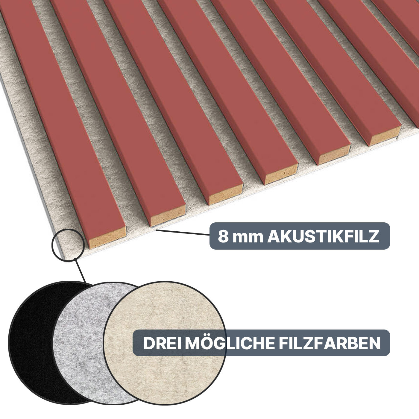 Akustikpaneel in Koralle als Zuschnitt