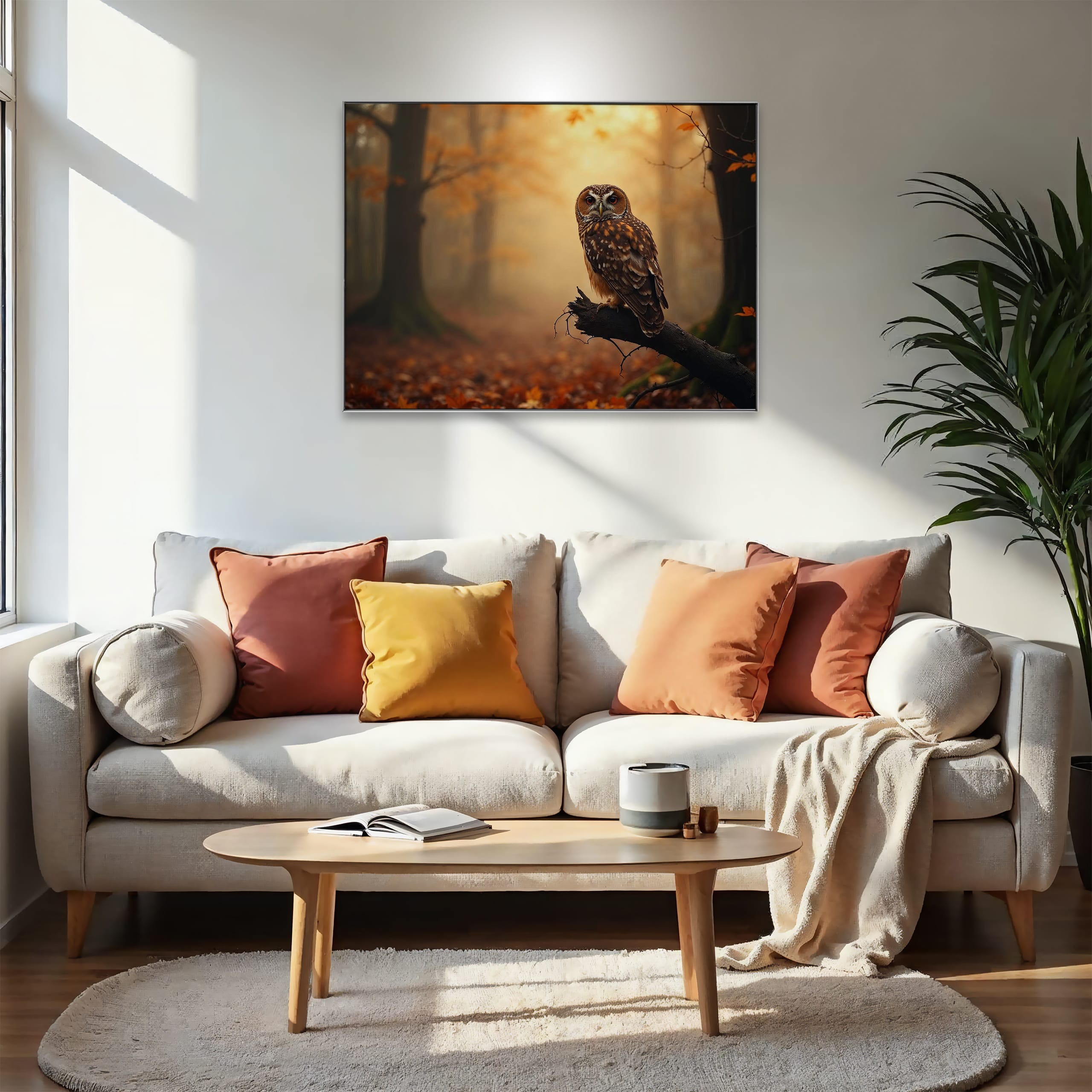 Wandbild Eule im Nebel