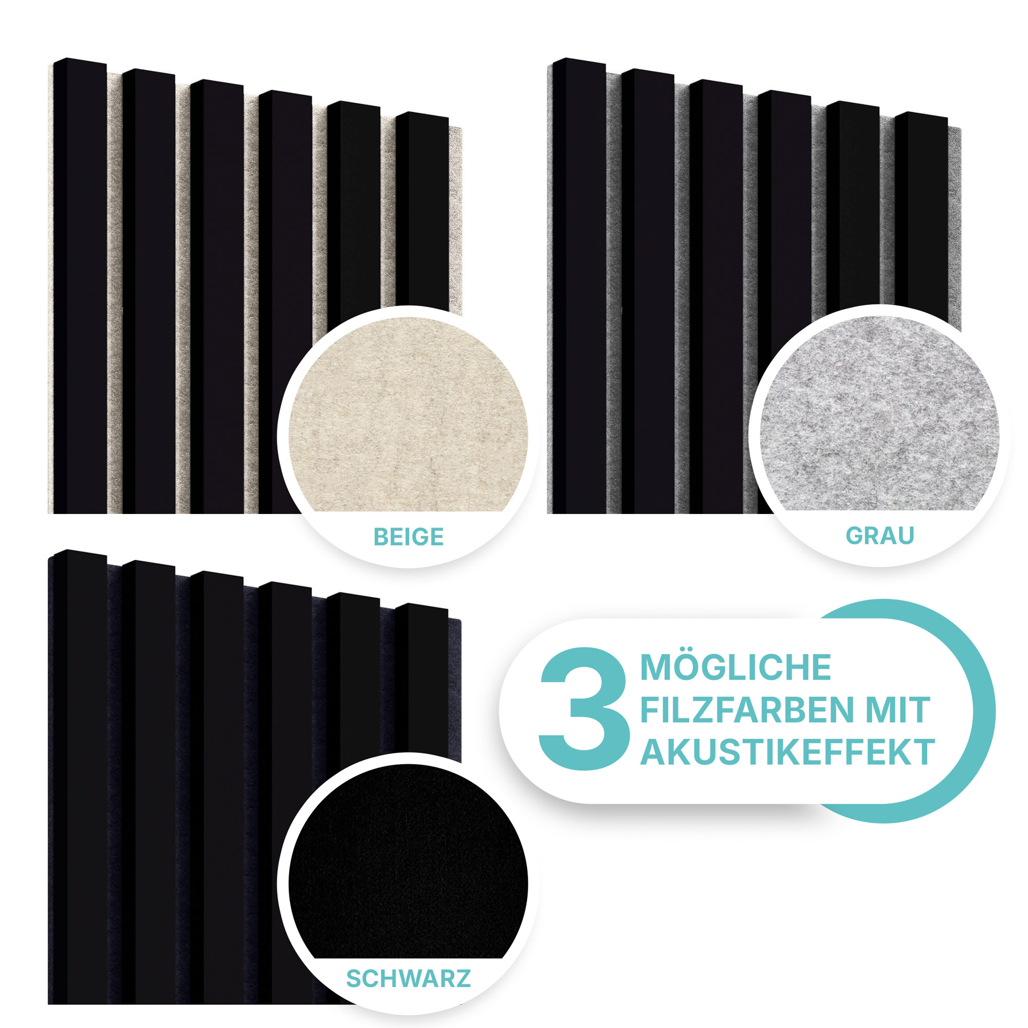 Akustikpaneel in Schwarz Matt