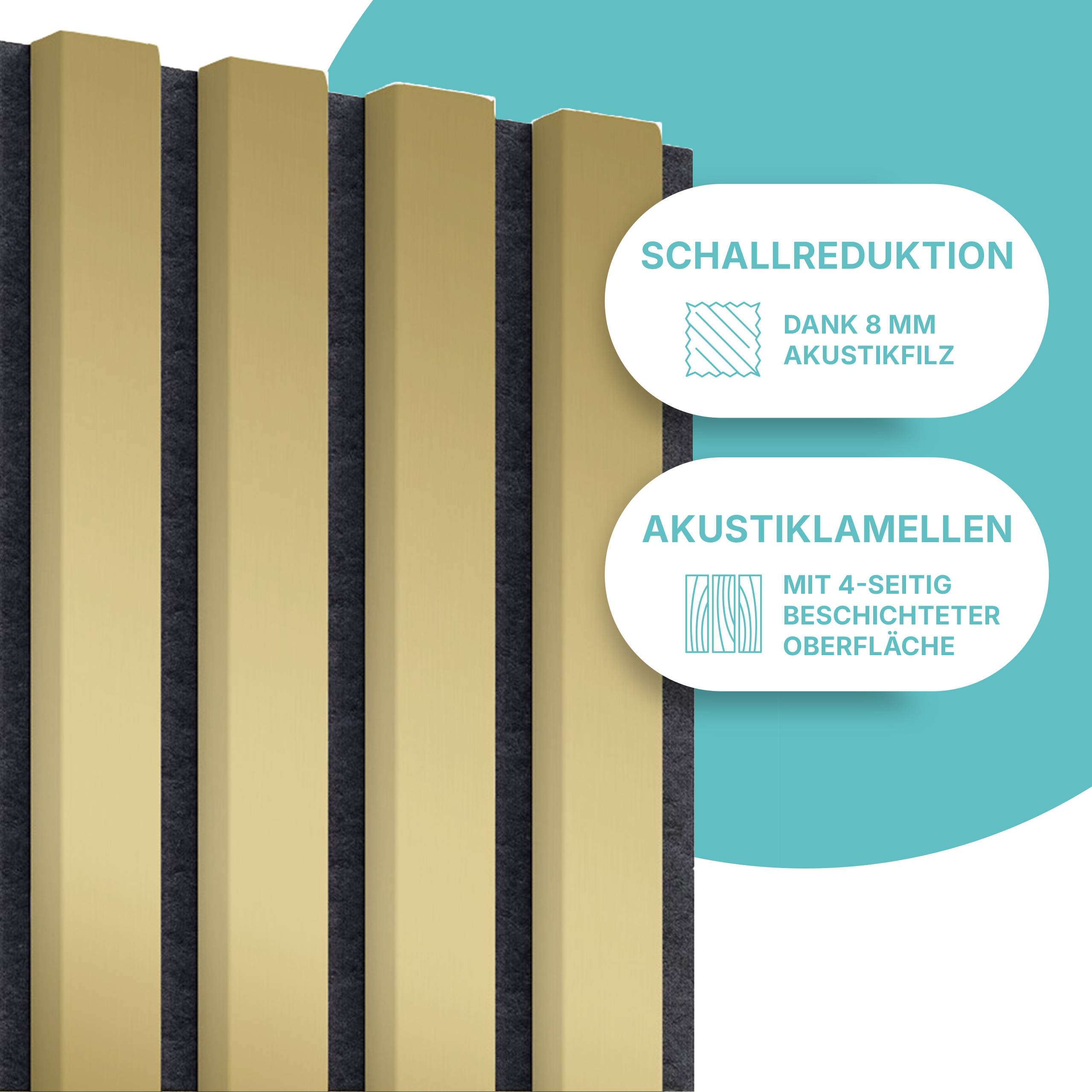 Akustikpaneel in Goldglanz