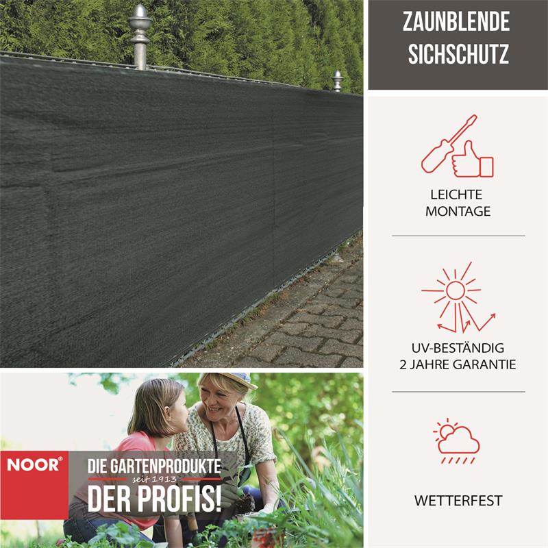 Zaunblende Sichtschutz Winddurchlässig anthrazitca. Größe: 1,0x5 m