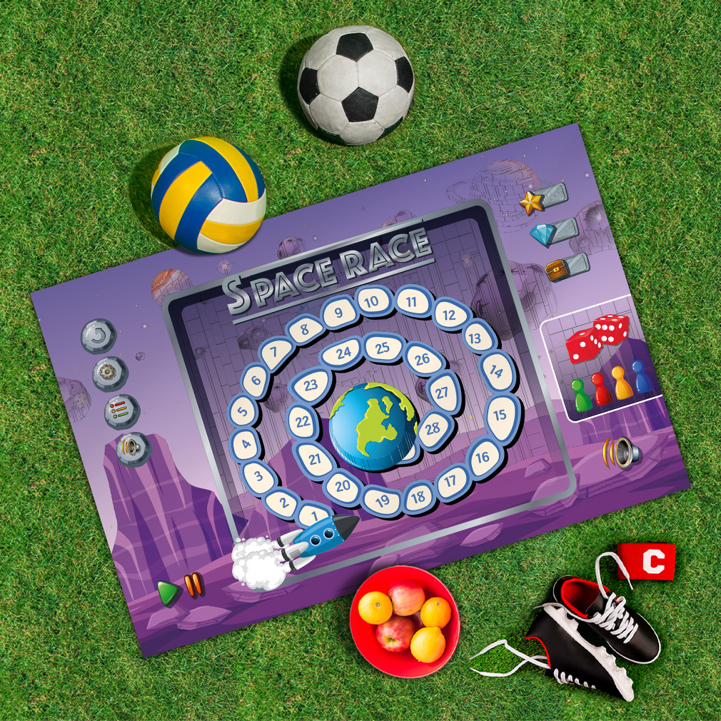 Spielplane Weltall-Spiel Zahlen