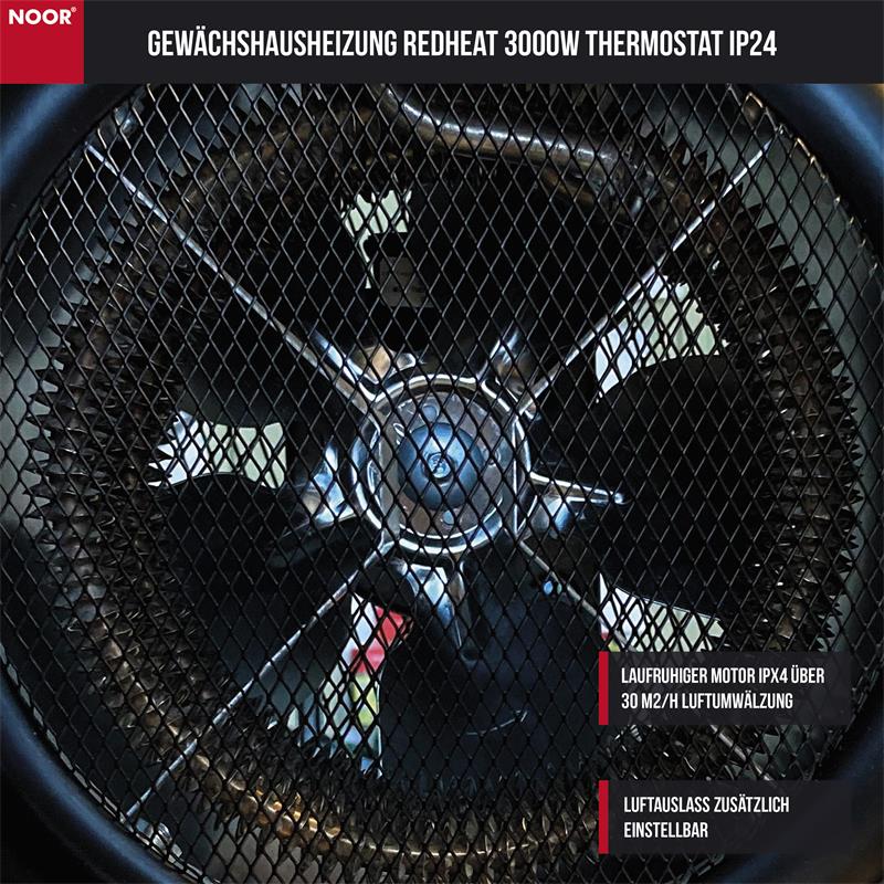 Gewächshausheizung REDHEAT 3000W Thermostat IP24