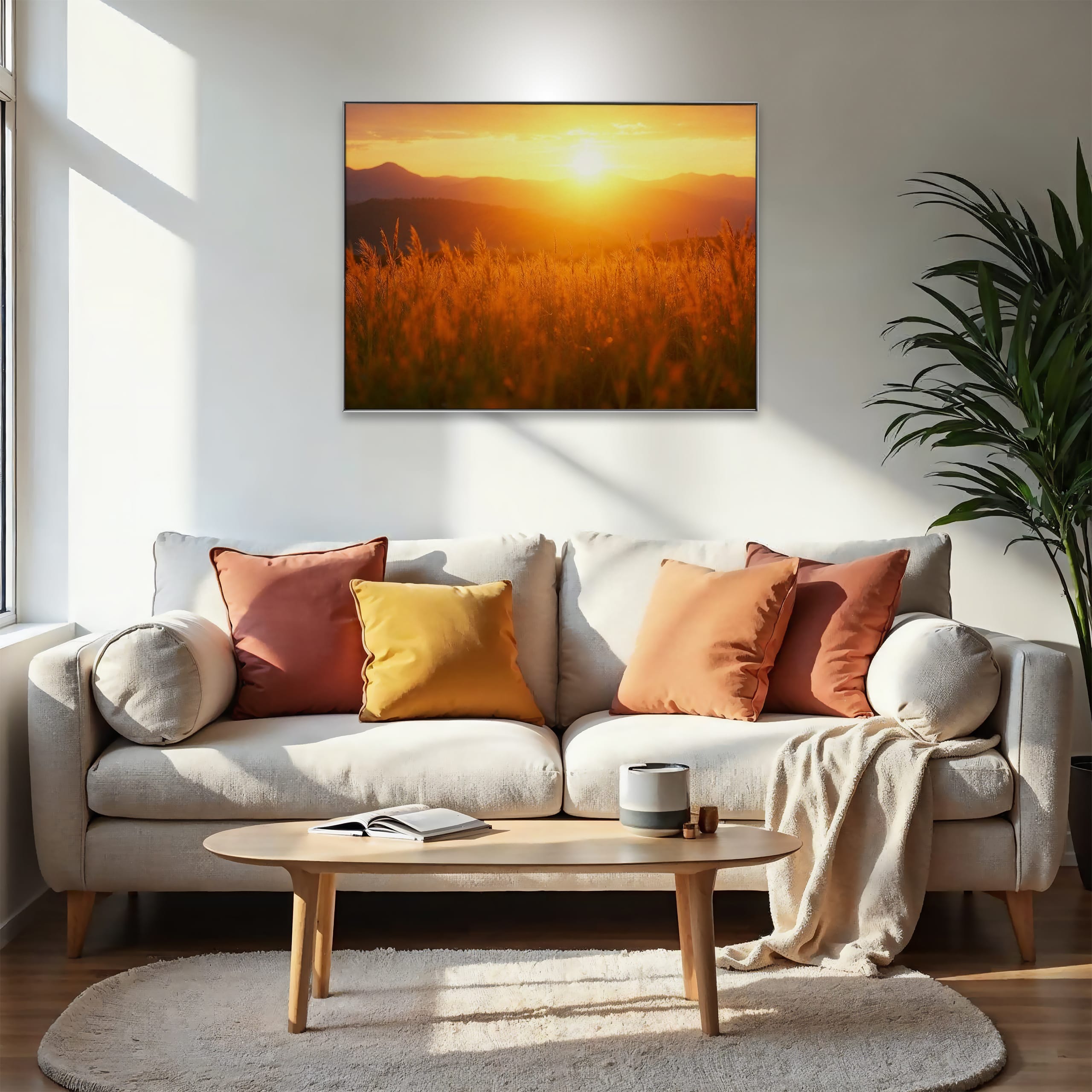 Wandbild Goldene Graslandschaft