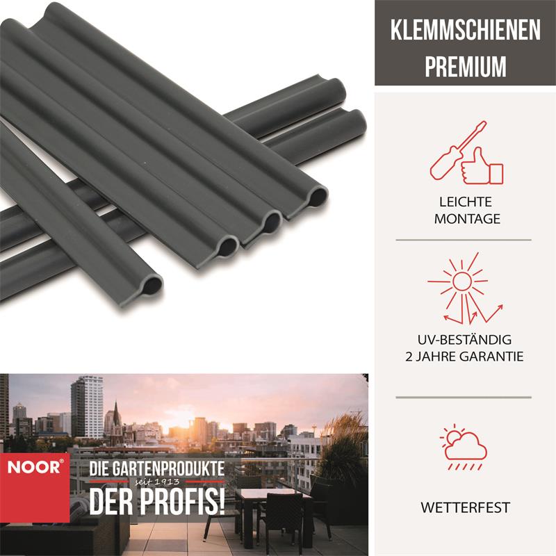 15 Premium Klemmschienen für SichtschutzstreifenFarbe: anthrazit ~RAL 7016