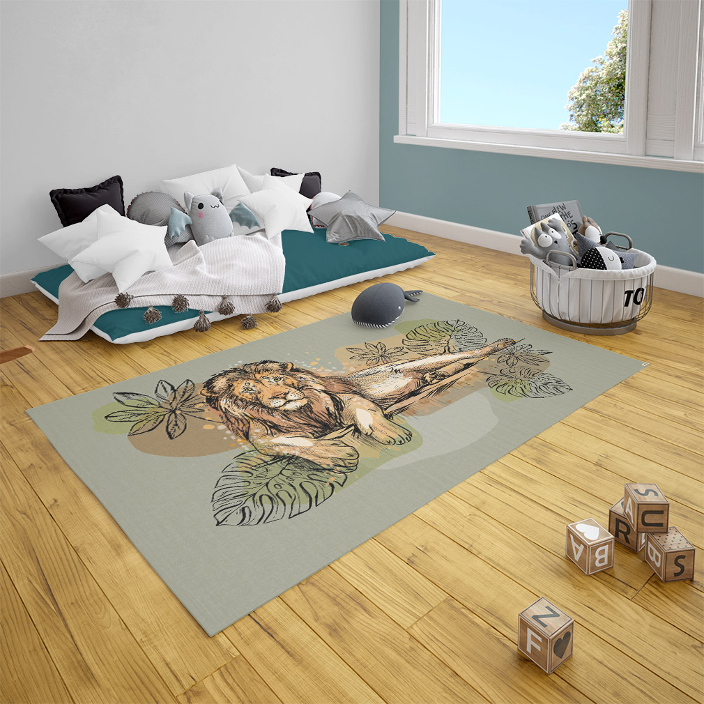 Loewe-gezeichnet-Teppich-2
