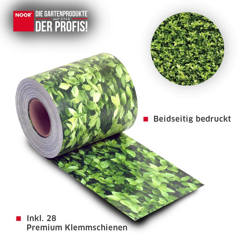 Sichtschutzstreifen Buchshecke 19cm x 35m 630g/m