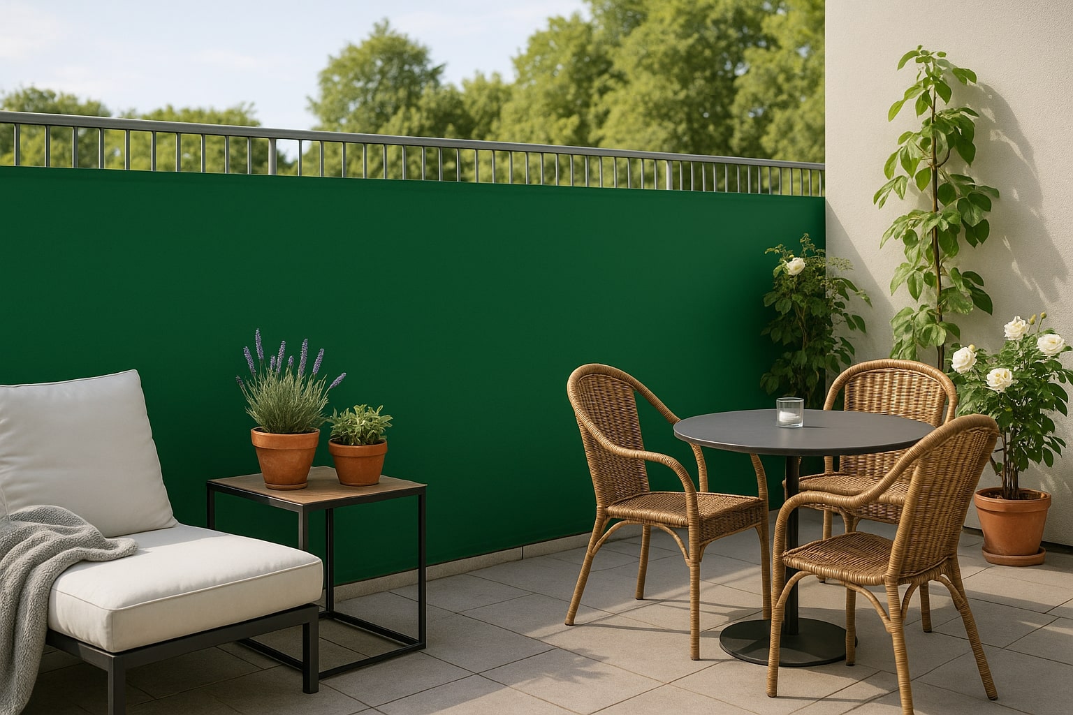 Sichtschutz Grün am Balkon