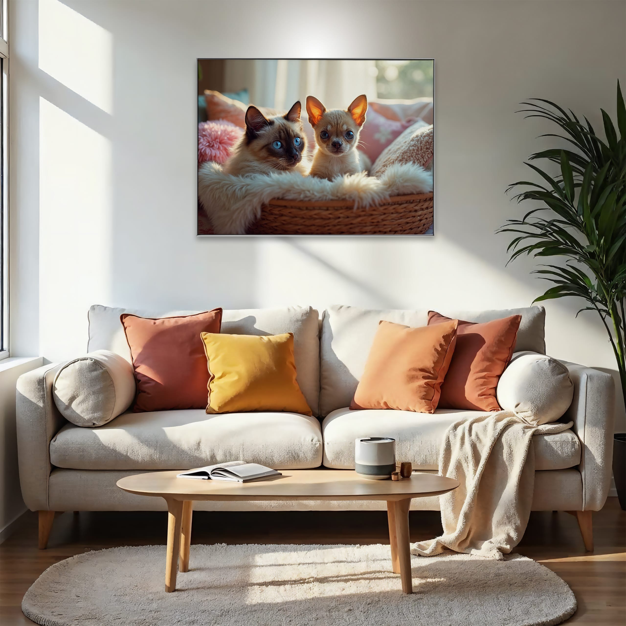 Wandbild Hund und Katze beste Freunde