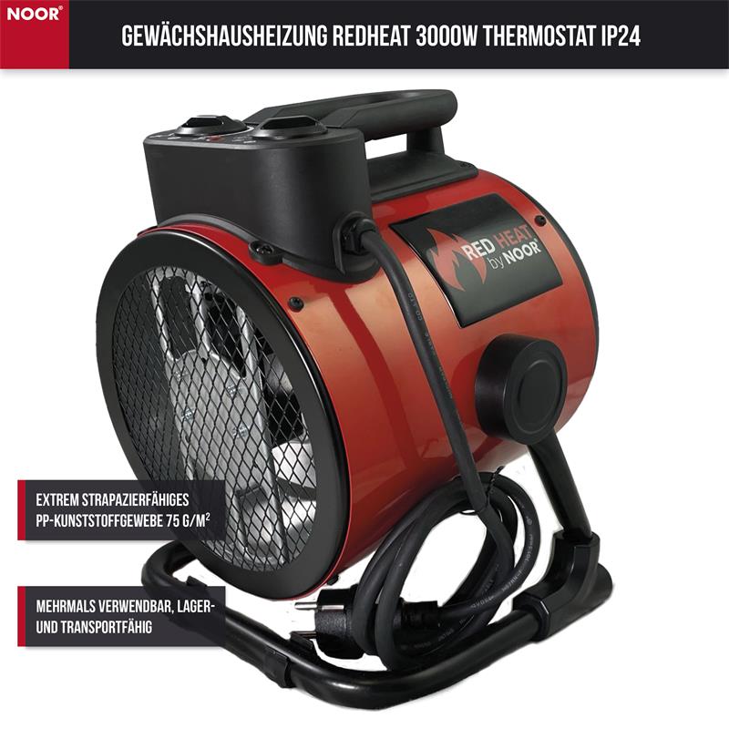 Gewächshausheizung REDHEAT 3000W Thermostat IP24