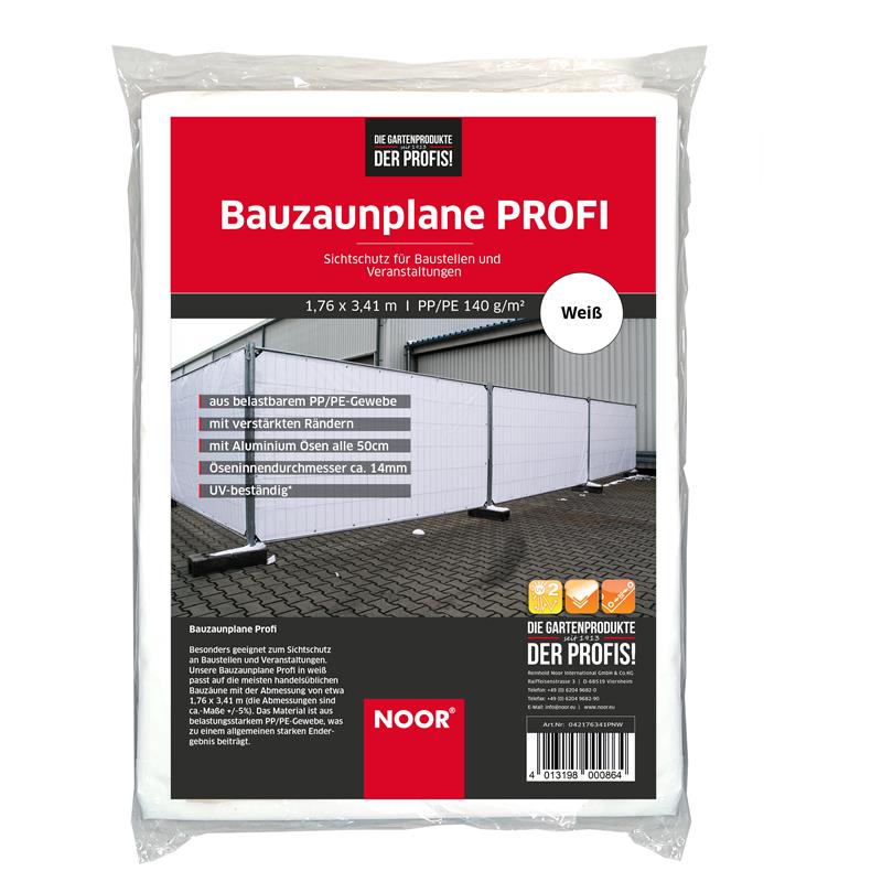 Bauzaunplane Profi 1,76x3,41 m weiß Plane Bauzaun