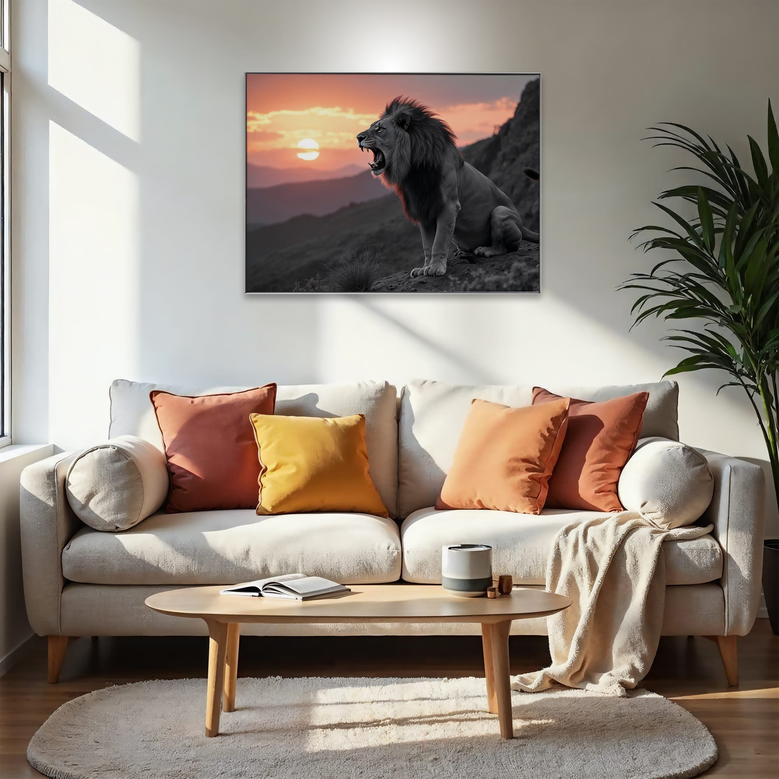 Wandbild Loewe auf dem Huegel