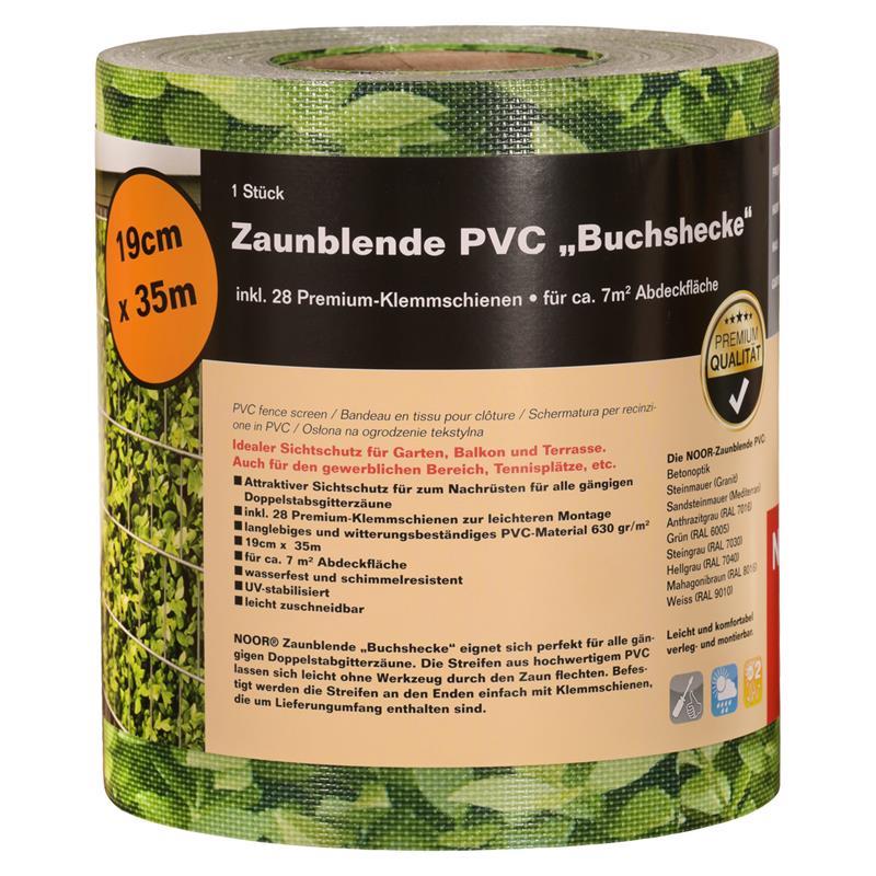 Sichtschutzstreifen Buchshecke 19cm x 35m 630g/m