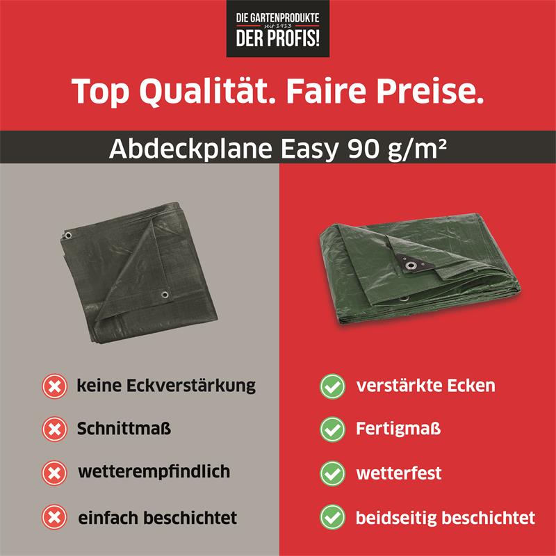 Abdeckplane Easy 90g/m² Gewebeplane AllzweckplaneFarbe: grün / ca. Größe: 2x3 m