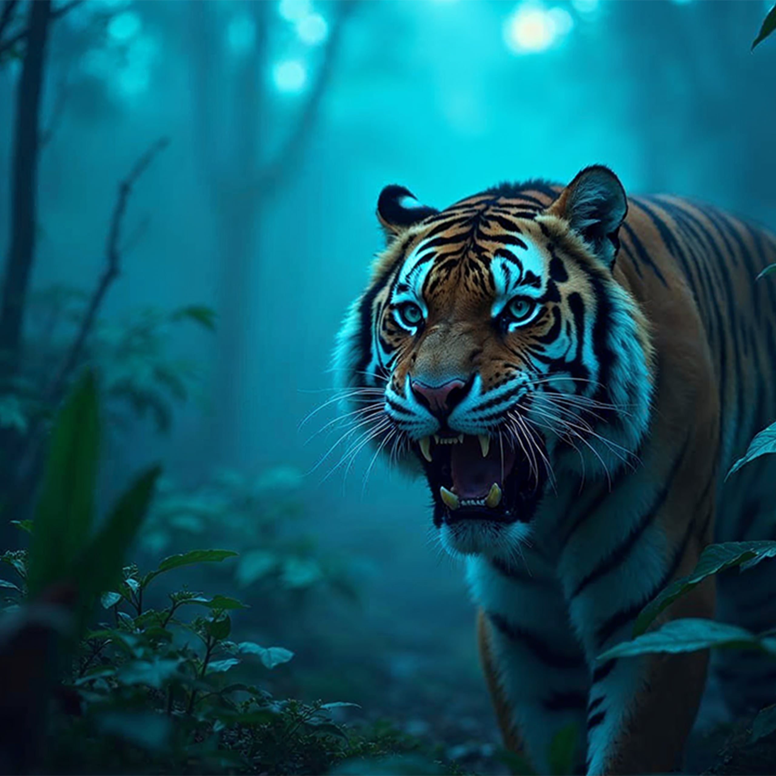 Wandbild Tiger in der Nacht-motiv