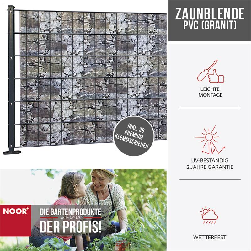 Sichtschutzstreifen Granit 19cm x 35m 630g/m