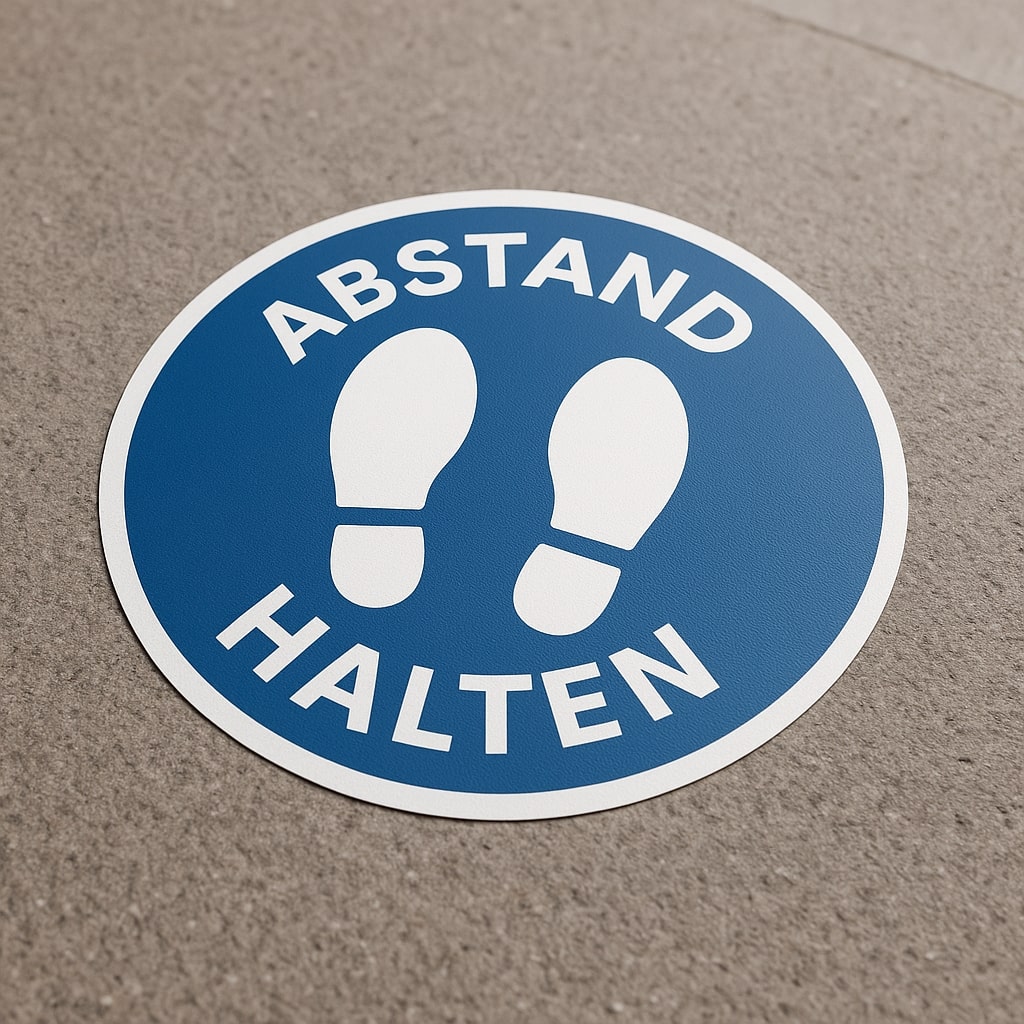 Bodenaufkleber Outdoor Abstand halten
