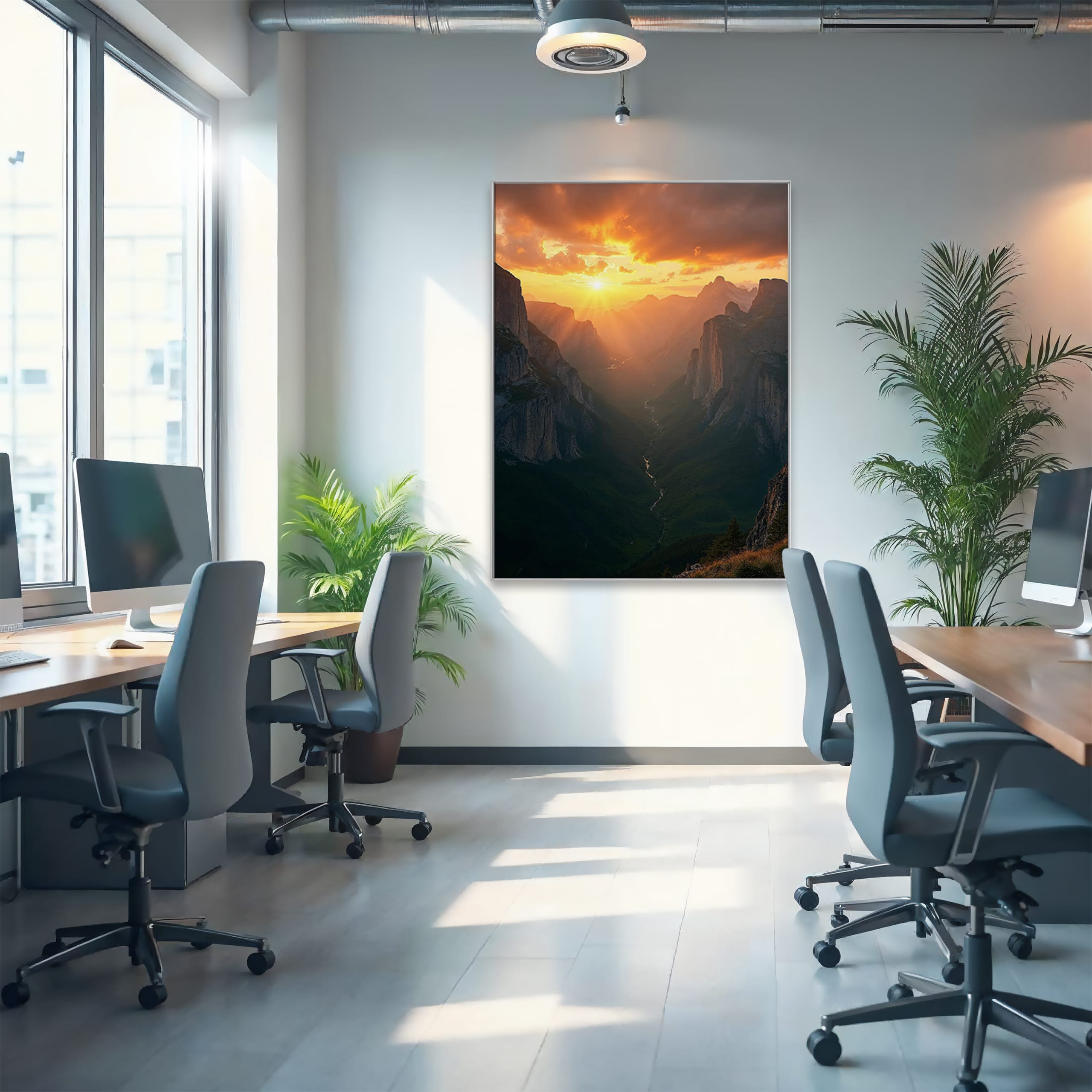 Wandbild Berglandschaft im Sonnenuntergang